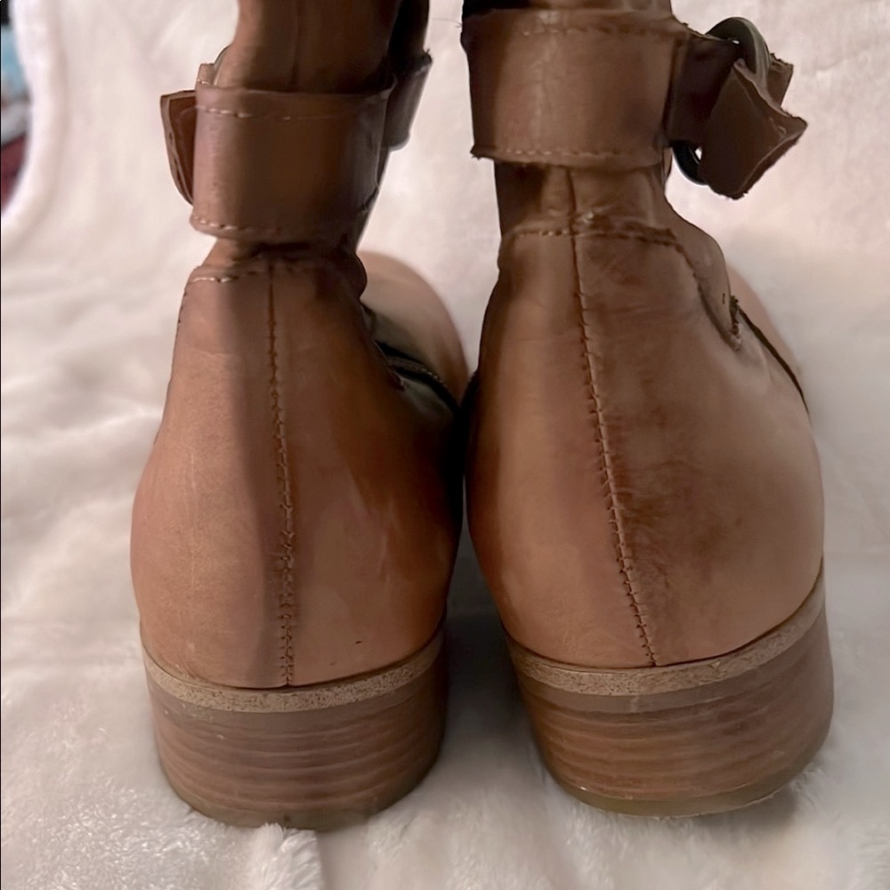 👢 SOFT TAN LEATHER FULL ZIP KNEE-HIGH 
 NON-SLIP BUCKLED RIDING BOOT Women’s 10 - Picture 9 of 13